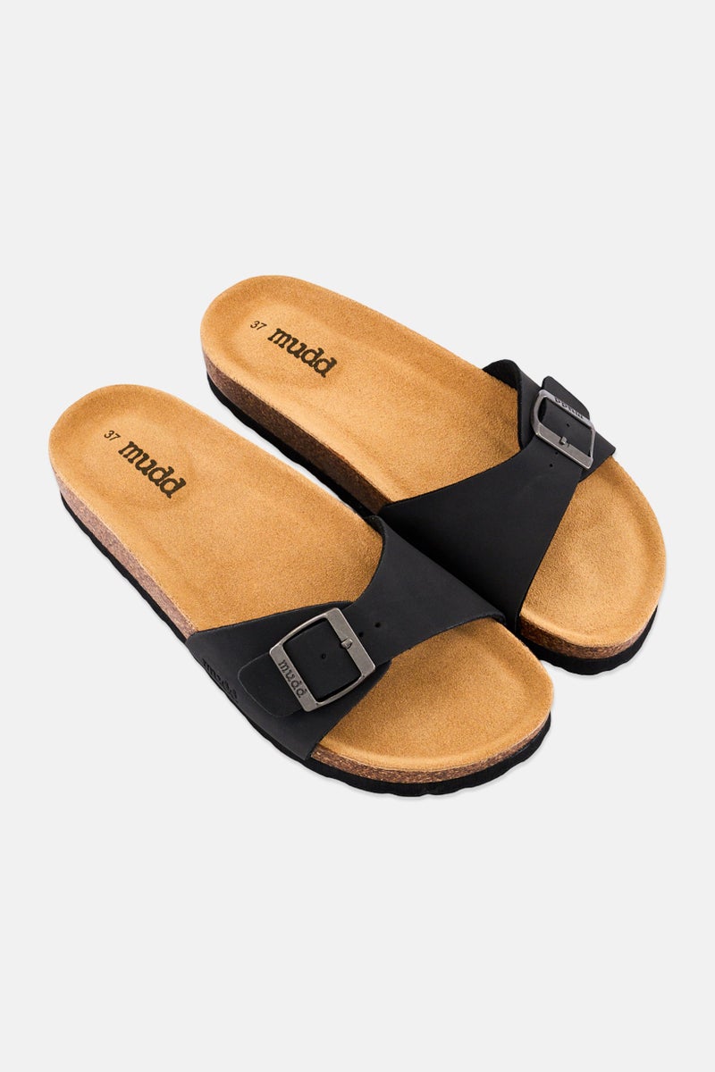 Mudd Women Slip On Cork Sandals, Black - Image 2